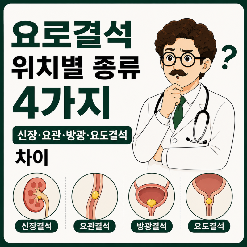 요로결석 위치별 종류 4가지 (신장·요관·방광·요도결석 차이)
