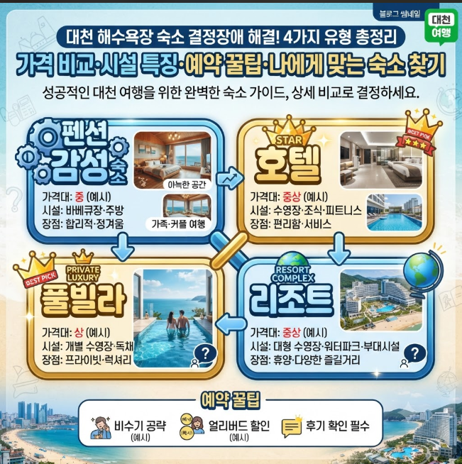 대천 해수욕장 펜션vs호텔vs풀빌라vs리조트 가격부터 예약 꿀팁