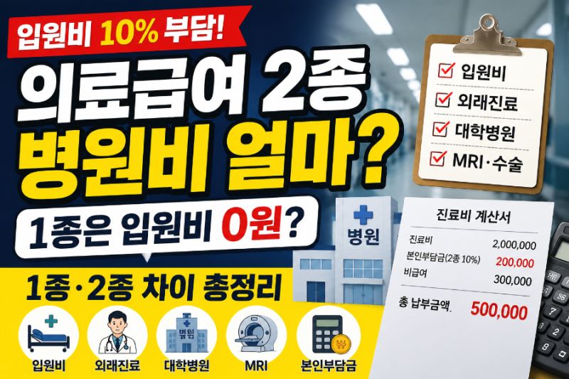 의료급여 2종 병원비 얼마일까? 1종 2종 차이·입원비 총정리