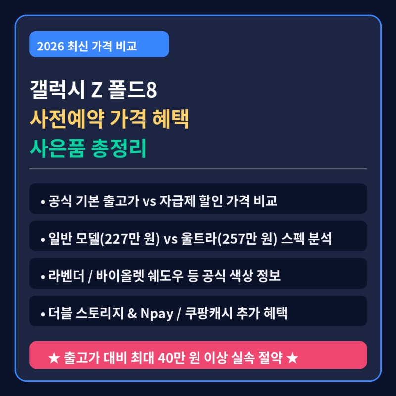 갤럭시 Z 폴드8 사전예약 가격 혜택 사은품 총정리