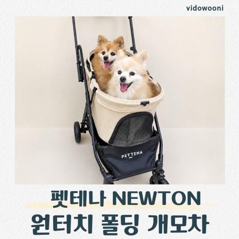 강아지 유모차 펫테나 뉴턴 개모차 후기, 10% 할인코드까지! 원터치 폴딩으로 편해진 노견 산....