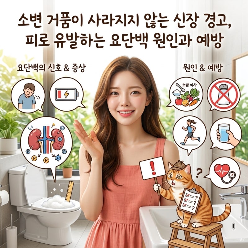 소변 거품이 사라지지 않는 신장 경고, 피로 유발하는 요단백 원인과 예방