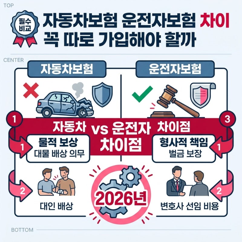 "이건 진짜 몰랐네" 자동차보험 운전자보험 차이 꼭 따로 가입해야 할까, 2026년 운전자라면 ....