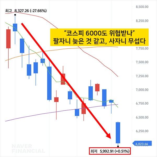 "<b>코스피 폭락</b>에 다들 패닉" 팔자니 늦은 것 같고, 사자니 무섭다