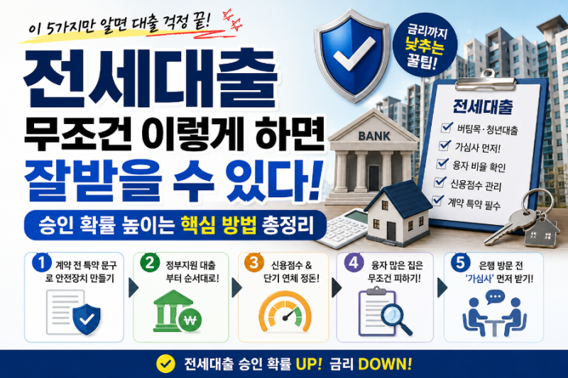 전세대출 무조건 이렇게 하면 잘받을 수 있다! 승인 확률 높이는 핵심 방법 총정리