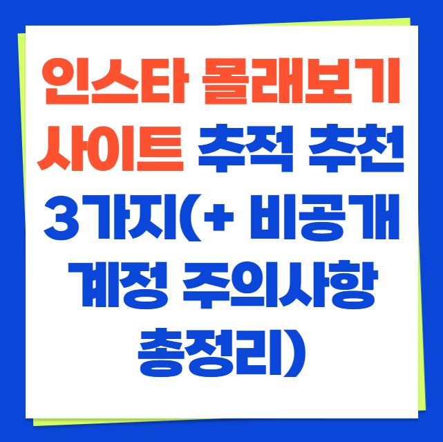 인스타 몰래보기 사이트 추적 추천 3가지(+ 비공개 계정 주의사항 총정리)