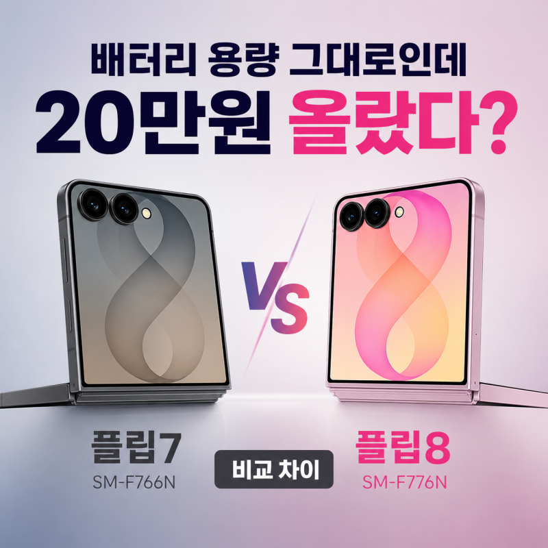 배터리 용량 그대로인데 20만원 올랐다? 플립8 vs 플립7 자급제 비교 차이 (SM-F776N·SM-F766N)