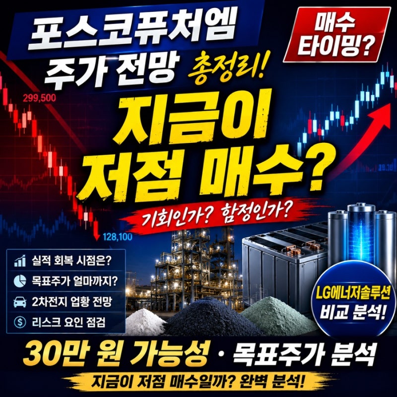 포스코퓨처엠 주가 전망 총정리! 지금이 저점 매수일까? 30만 원 가능성 목표주가 LG에너지솔....