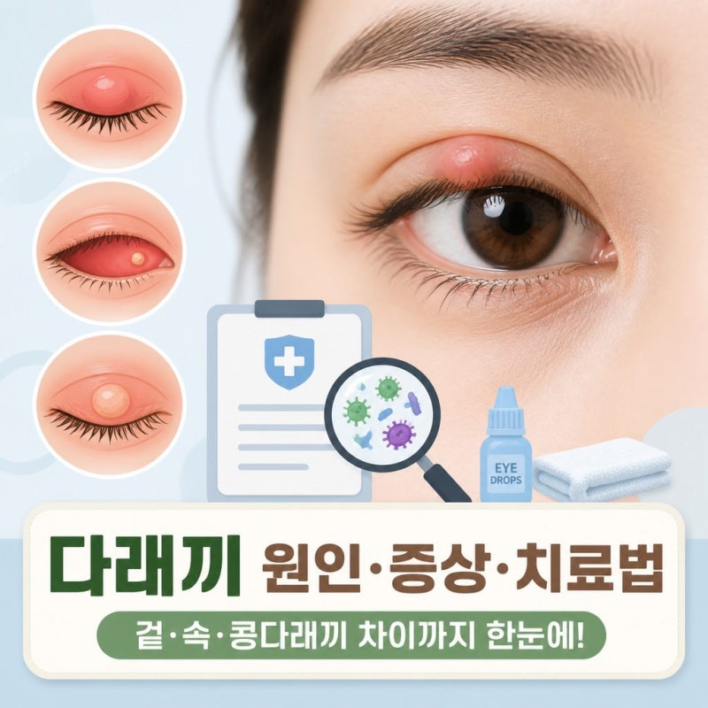 【건강】눈다래끼 원인과 증상, 겉다래끼 속다래끼 콩다래끼 차이점 및 올바른 치료법