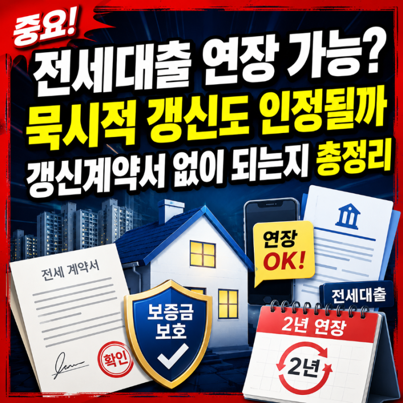 전세대출 연장, 갱신계약서 꼭 써야 할까? 모르면 손해 보는 묵시적 갱신 핵심 정리