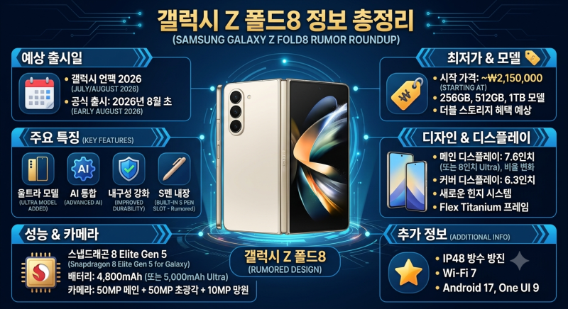 갤럭시 Z 폴드8 및 모든 기종 출시일과 출고가, 지금까지 나온 정보 총정리