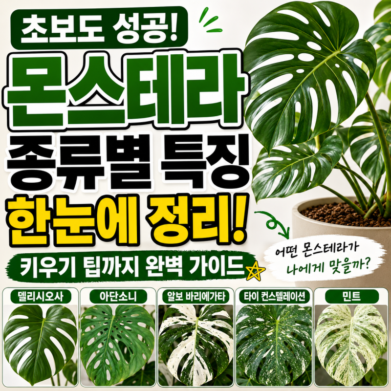 몬스테라 키우기 완벽 가이드! 종류부터 희귀종·식테크까지 한 번에 정리