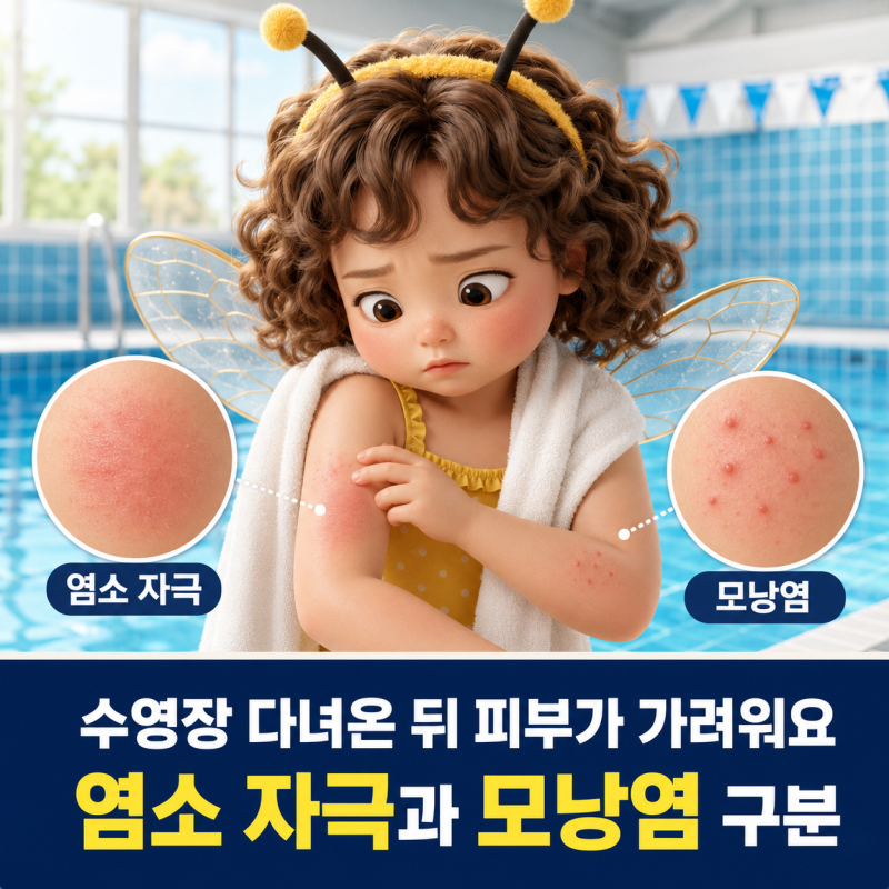 수영장 다녀온 뒤 피부가 가려워요, 염소 자극과 모낭염 구분