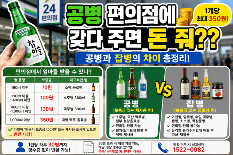 편의점에다 갖다 주면 돈 주는 병 - 공병과 잡병의 차이