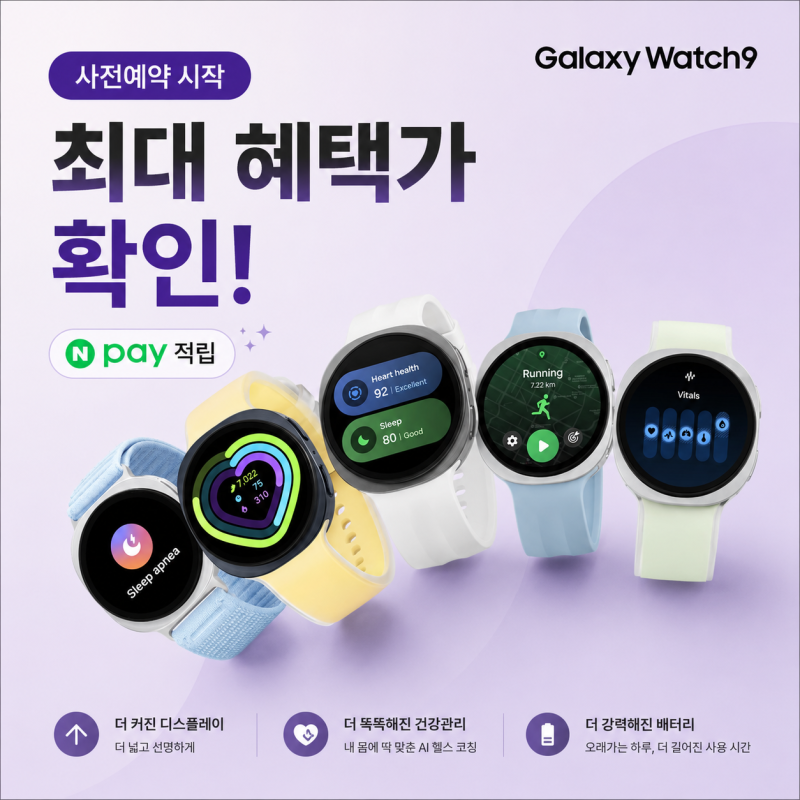 갤럭시 워치9 사전예약 시작! 가격·혜택 총정리 (최대 혜택가, 네이버 적립까지)