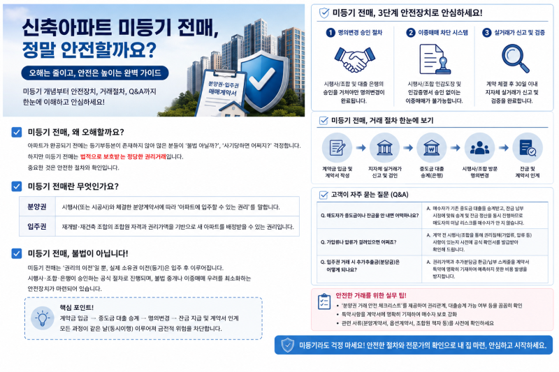 신축아파트 미등기 매매(입주권 분양권 전매), 정말 위험할까? 분양권 입주권부터 안전거래 ....