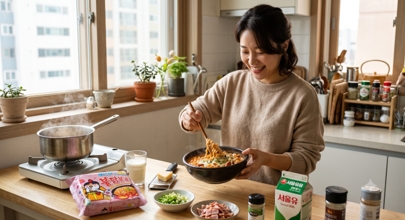 까르보 불닭볶음면, 맛있게 먹는 3가지 꿀조합 레시피