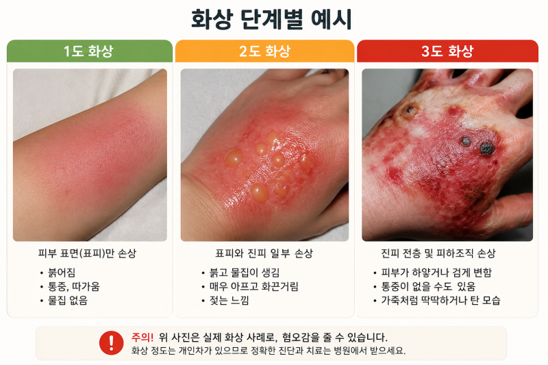 화상 1도 2도 3도 차이, 물집 있으면 몇 도일까? 병원 기준 총정리