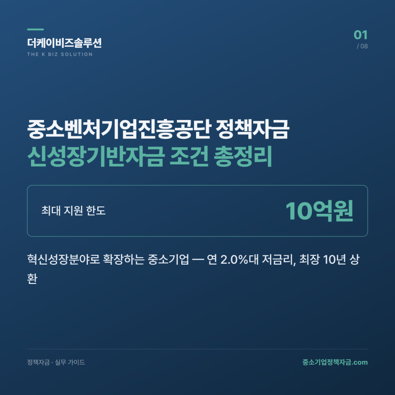 중소벤처기업진흥공단 정책자금 신성장기반자금 조건 총정리