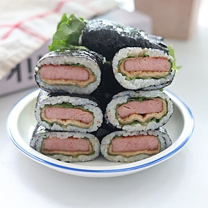 스팸무스비 만들기 틀 없이 만드는 유부 스팸김밥 도시락 레시피