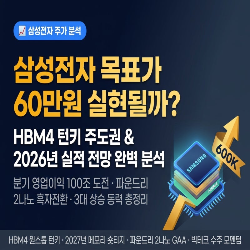 삼성전자 주가 목표가 60만원 실현 가능성 — HBM4 턴키 주도권 & 2026년 실적 전망 완벽 분석