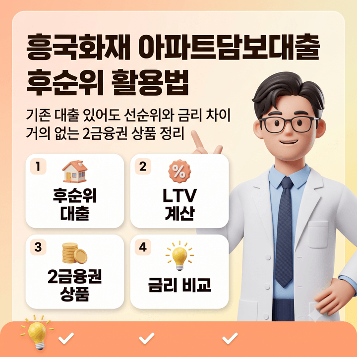 흥국화재 아파트담보대출 후순위 활용법, 기존 대출 있어도 선순위와 금리 차이 거의 없는 2....