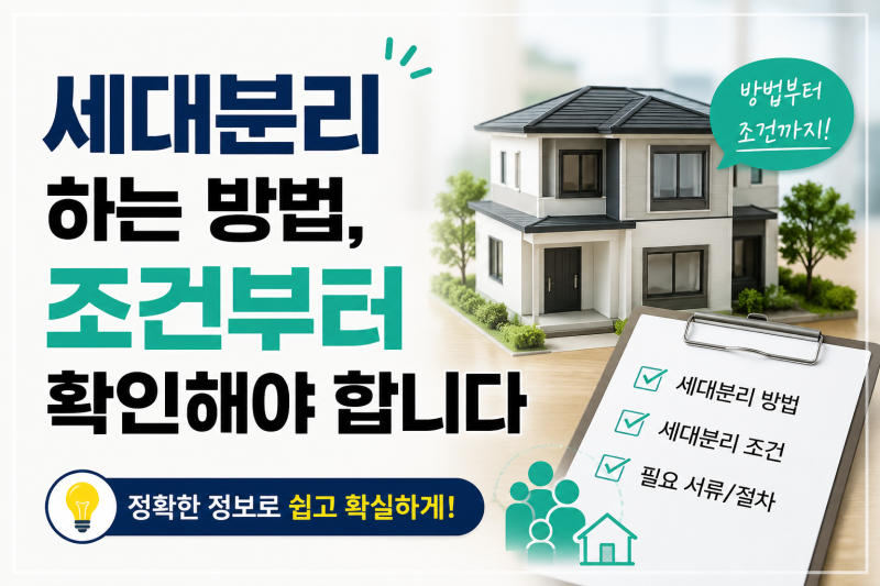 세대분리 하는 방법, 조건부터 확인해야 합니다