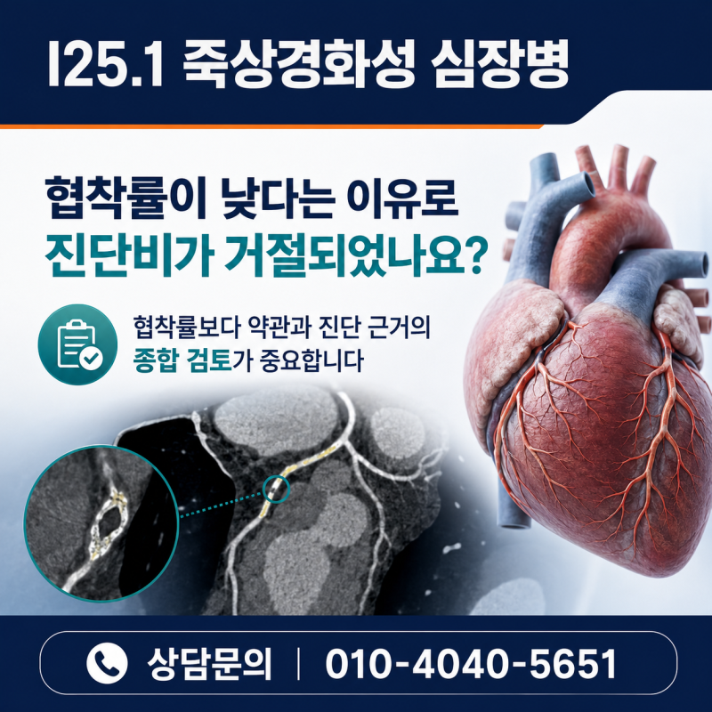 I25.1 죽상경화성 심장병 진단비, 협착률이 낮다는 이유로 거절됐다면?