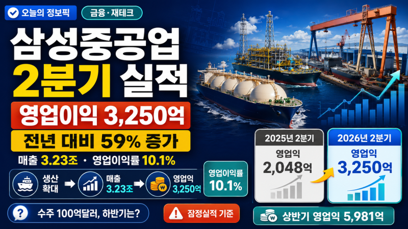 삼성중공업 2026년 2분기 실적, 영업이익 3,250억·수익성 개선 총정리