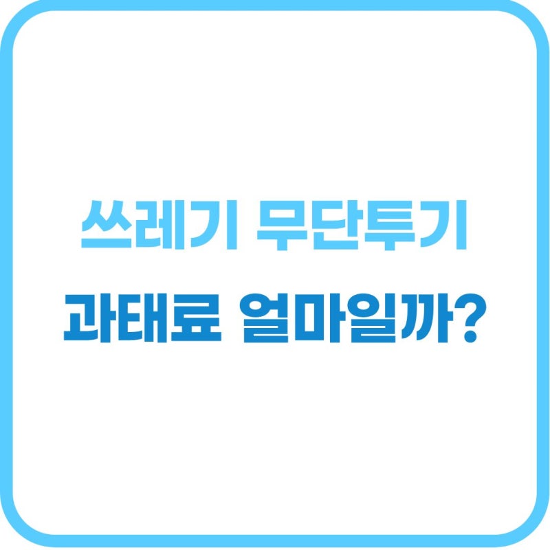 생각보다 무거운 쓰레기 무단투기 과태료 금액과 유형별 단속 기준 완벽 가이드