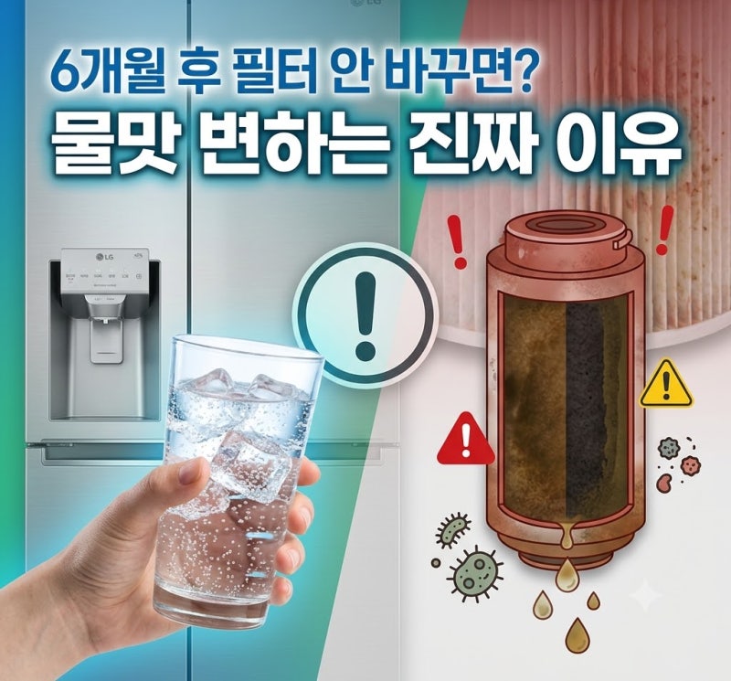 LG 냉장고 정수기 필터 6개월 넘게 안 바꾸면 물맛 변하는 이유