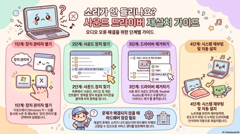 노트북 소리가 안나요, realtek audio driver 설치와 장치관리자 여는법 총정리