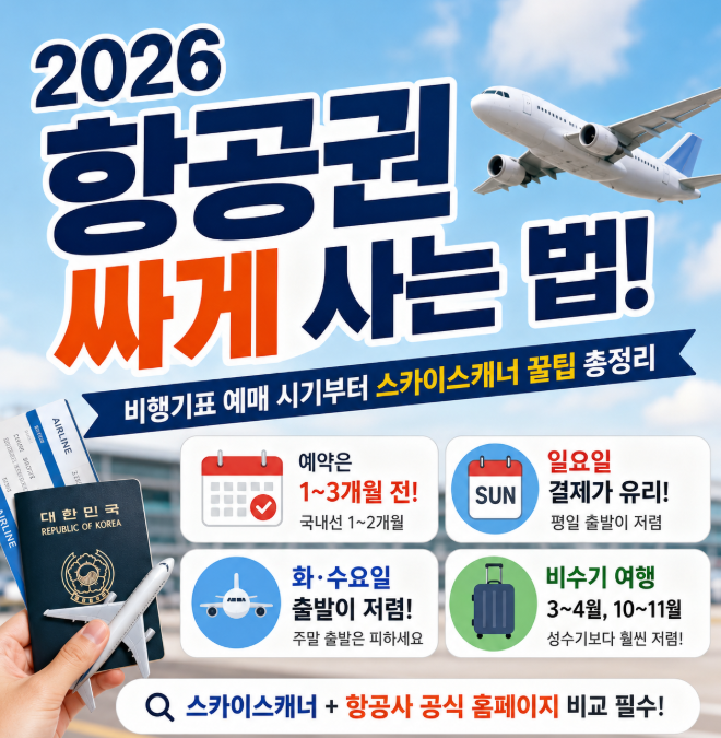 2026 항공권 싸게 사는 법! 비행기표 예매 시기부터 최저가 항공권 예약 꿀팁 총정리
