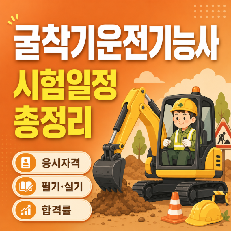 2026 굴착기운전기능사 시험일정 총정리! 응시자격·필기·실기·합격률까지