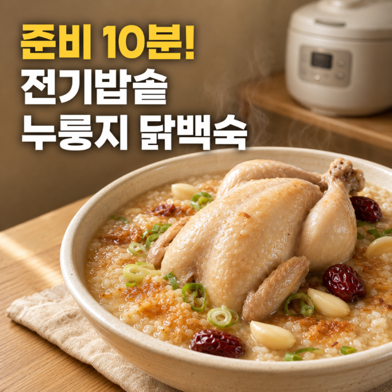 불 앞에 서 있지 마세요! 버튼만 누르면 끝! 전기밥솥 누룽지 백숙 레시피!