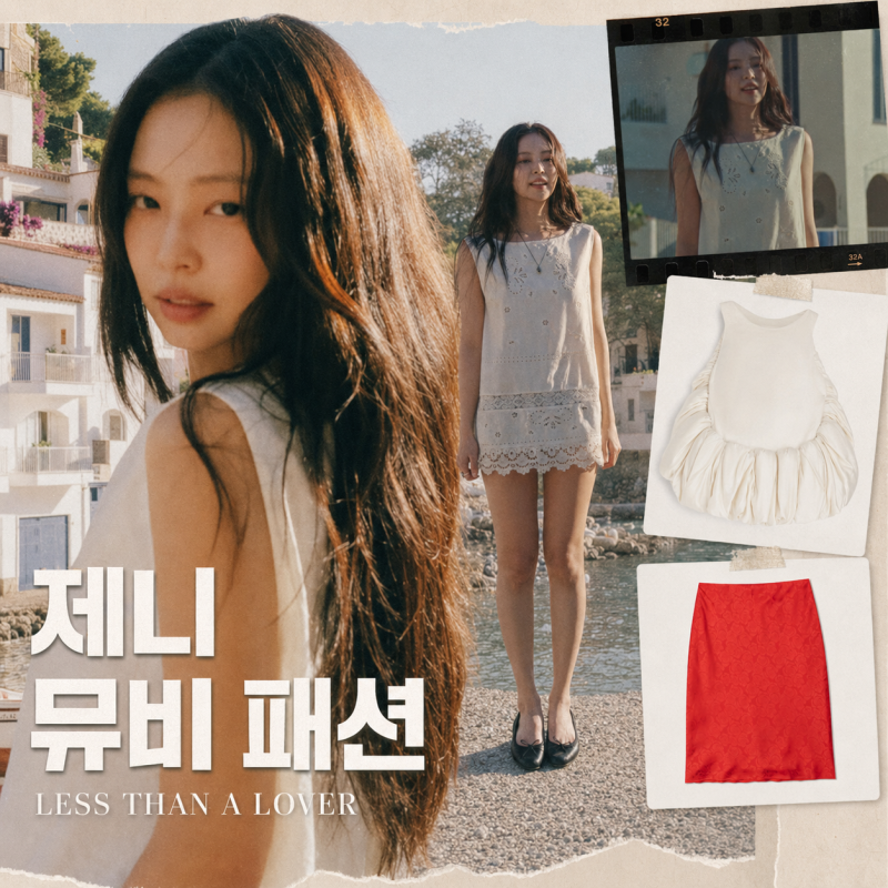 제니 신곡 뮤비 속 옷 어디 거? 레드 스커트부터 화이트 레이스 탑까지