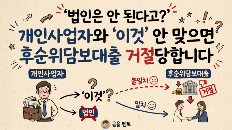 "법인은 안 된다고?" 개인사업자와 '이것' 안 맞으면 후순위담보대출 거절당합니다