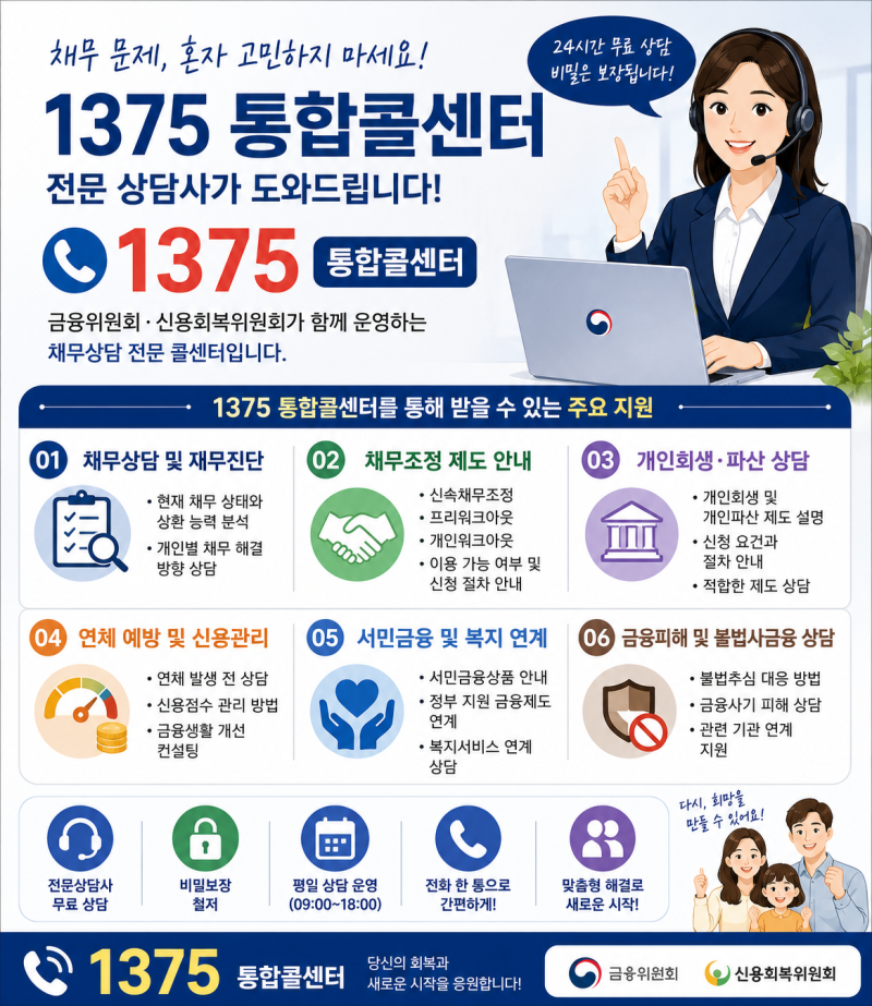 [채무상담 1375] 2026년 10월 시행! 매달 대출 이자 갚기도 벅차다면?빚 탕감, 신용회복, 정부 정....