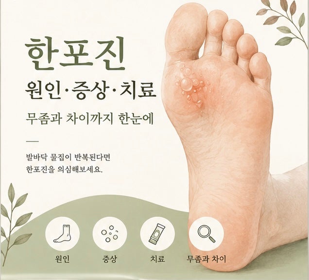 한포진 원인, 증상, 치료 방법 총정리 무좀인 줄 알았던 발바닥 물집 직접 겪은 후기