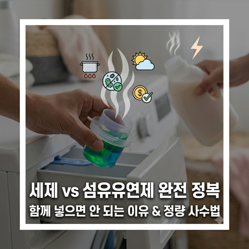 세탁세제 vs 섬유유연제, 같이 넣으면 안 되는 이유(성분/투입 타이밍 정리)