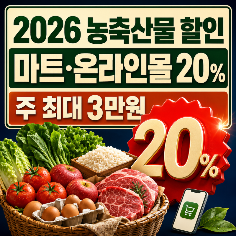 2026 농축산물 할인 지원 총정리｜마트·온라인몰 20% 할인받는 방법