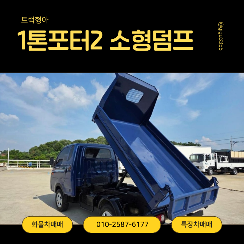실주행3만 소형 1톤 포터2 사륜구동 덤프트럭 매매 ft 적재함 바닥보강