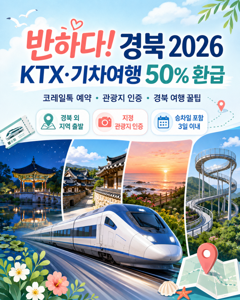 2026 반하다 경북 KTX 50% 환급받는 방법｜코레일톡 예약·관광지 인증