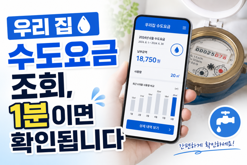 우리 집 수도요금 조회, 1분이면 확인됩니다