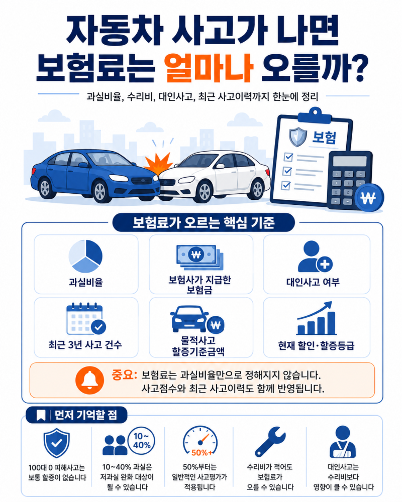 자동차 사고가 나면 보험료는 얼마나 오를까?