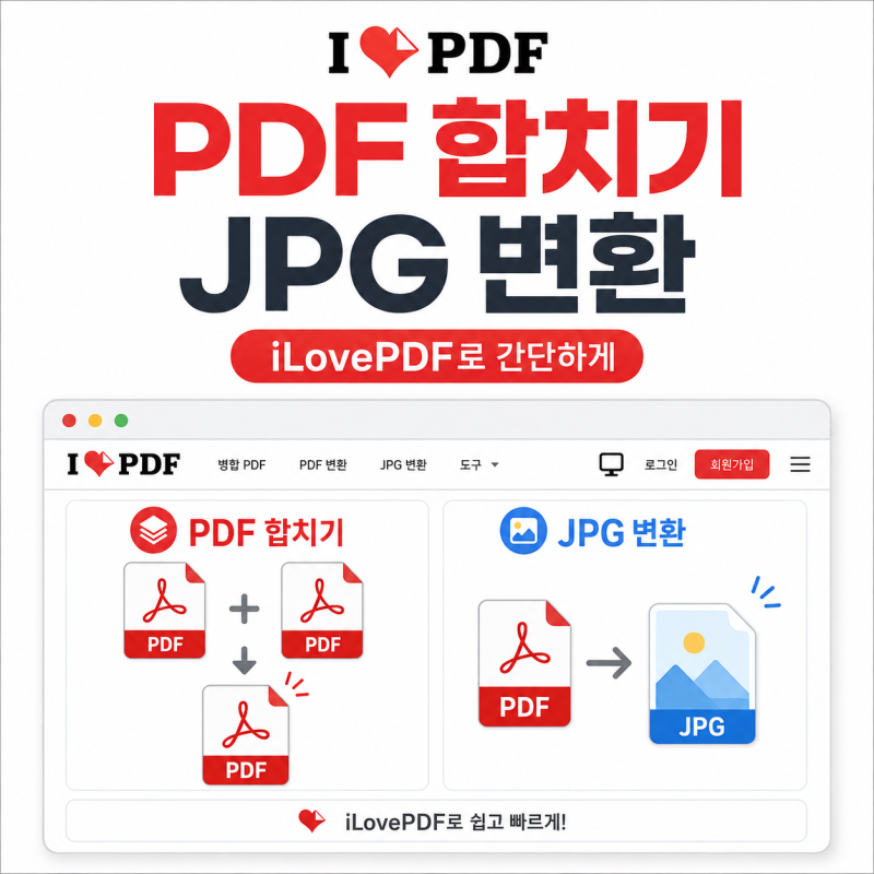 PDF 파일 합치기와 분리, JPG 파일 변환, iLovePDF로 간단하게 하는 방법. 무설치, No회원가입!!