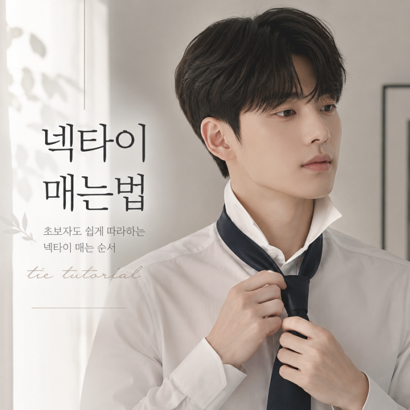 넥타이 매는법, 초보도 길이와 매듭을 반듯하게 맞추는 9단계