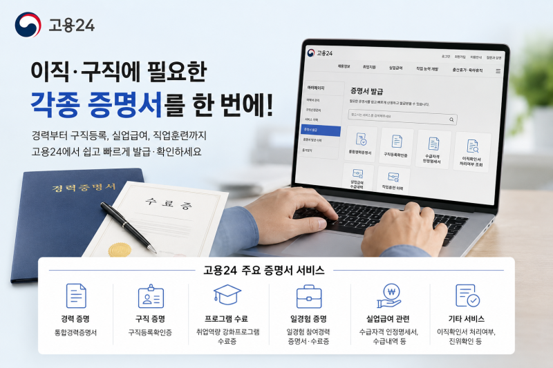 고용24에서 발급받을 수 있는 증명서 총정리