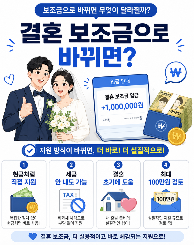 신혼부부 결혼 세액공제 100만 원 이제 세액공제에서 보조금으로 준다는데