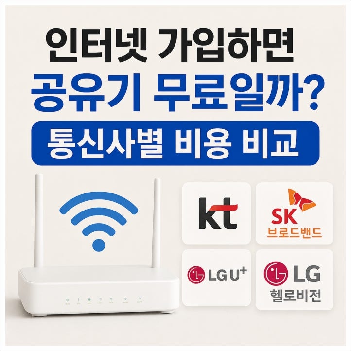 인터넷 가입하면 와이파이 공유기 무료일까? 통신사별 비용 비교 총정리